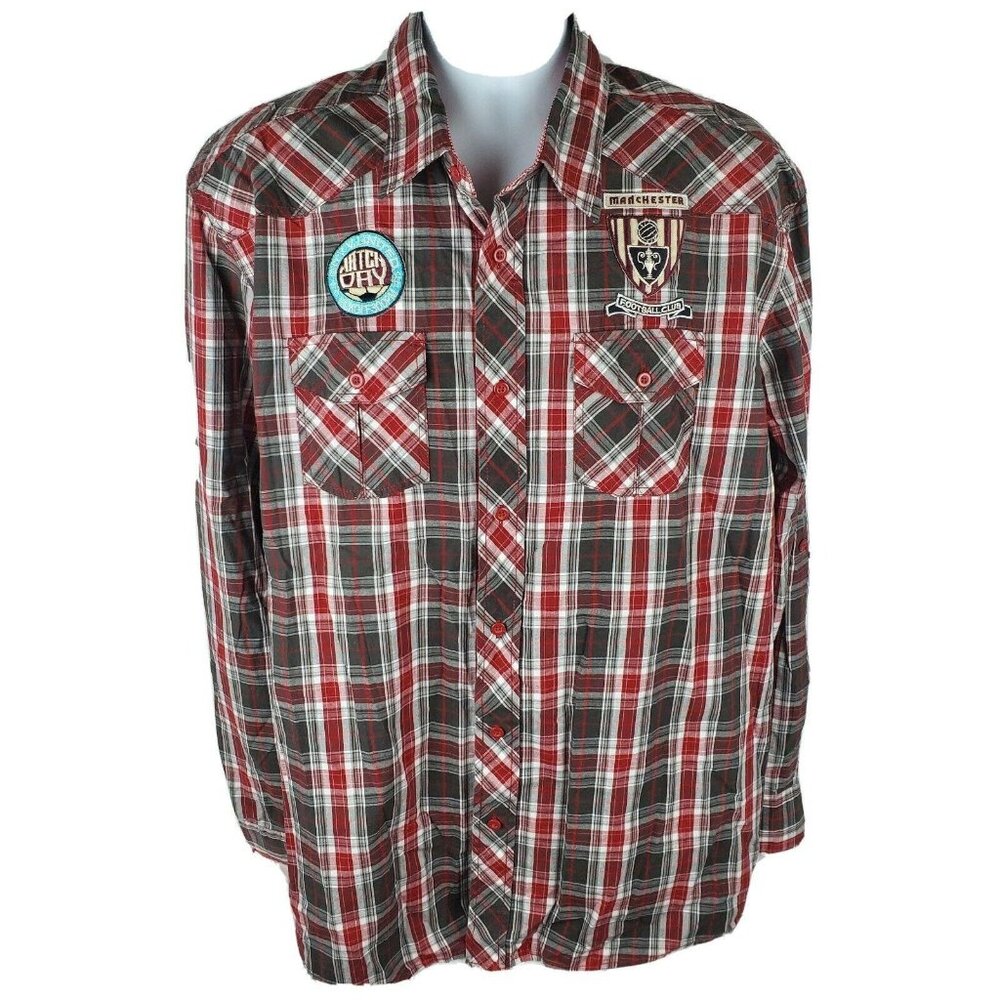 Eighty Eight Button Up Shirt Mens Size XXL Manchester Football Club Patch